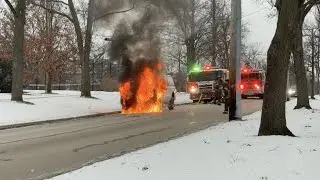 Car Fire Downtown Elmhurst IL [4K]