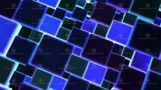 Neon Blue Lights Cubes Background In 4k