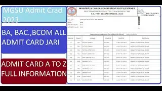 Mgsu Admit Card 2023 Dowanlod | Mgsu Ba Bsc,Bcom , Ma & All Type Admit Card Dowanlod Full Informati