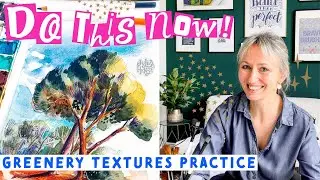 Practice drawing greenery textures with colored pencils: an easy exercise