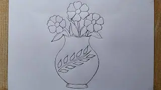 Very Easy and Simple Flower pot drawing| Flower Vase drawing| Pencil drawing| How to draw Flower pot