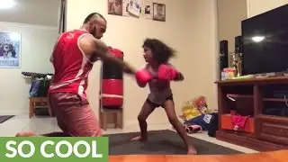 4-year-old girl trains with dad to become pro boxer