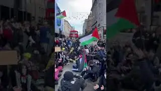 Sit-in protest at Oxford Street in London to show solidarity with Palestine