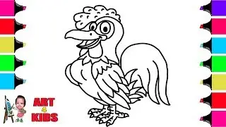 How to Draw a Rooster | Coloring Pages For Children | How to Draw a Rooster for Kids