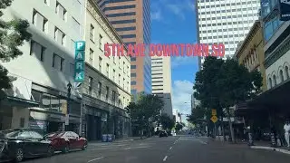 Driving on 5th Ave Downtown San Diego