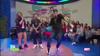 Chris Brown showing off new dance on 106 & Park -2013