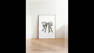 Vintage Bow Illustration Printable Wall Art, French Toile Bow, Shabby Chic Decor, Antique Bow Pos...