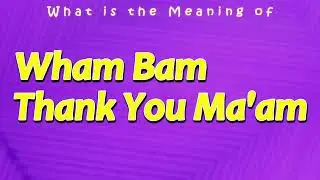 What is the Meaning of Wham Bam Thank You Ma'am