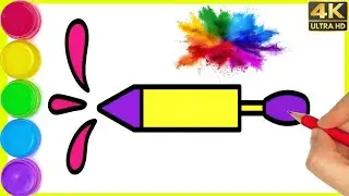 Holi pichkari drawing easy || Holi festival coloring drawing easy step by step || pichkari drawing.