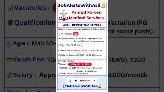 ⚕️Army AFMS MO Recruitment 2025 &ndash; Apply Now | 225 Posts | MBBS #Ep72