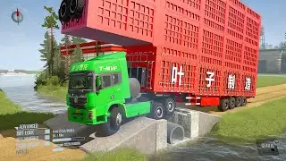 SpinTires: MudRunner Mod Truck vs Extreme Broken Road With Speed Bumps! | Ep.49 #MudRunner