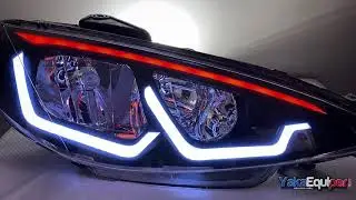 Phares avant Peugeot 206 Angel Eyes LED 3D - dynamiques - Noir