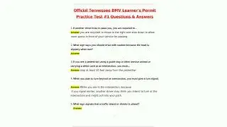 Official Tennessee DMV Learners Permit Practice Test 1 Latest 2025 Questions With Complete Solutions