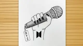 BTS Army Hand With Mic Drawing  - pencil sketch / Bts pencil sketch idea / Bts army drawing easy