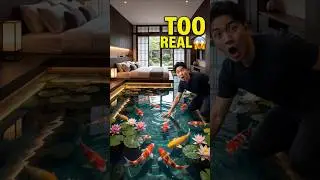 Viral Koi Pond  Epoxy Floor Bedroom🎏 Artistic Illusion By Sarah's Creativity #viral #bedroom #epoxy
