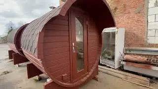 ✅ Fassauna aus Thermoholz. ✅ Баня-бочка из термодерева