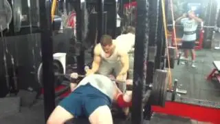 4/17/12 Bench Press 545lbs reverse bands Adam Ward