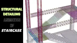 Stair Construction Detailing Animation with Beam Column Footing | Rebar Placement