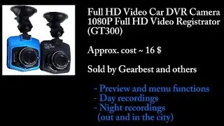Dashcam Full HD Car DVR - GT300 - Preview, Day and Night Vision