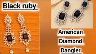 American diamond dangler in BLACK colour ruby collection by BEDI COLLECTION SHOP RANIBAGH 