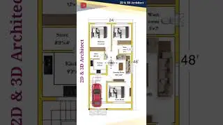 24' &times; 48' House Plan, 24 by 48 House Plan, 24*48 House Plan, 24&times;48 Home Plan,#floorplan #housedesign