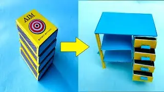 How to make mini study table for kids using Matchbox. Miniature study table. DIY at home.