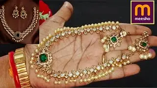❤️Latest meesho AD stone necklace with earrings under budget/meesho jewellery haul#meesho#jewellery 