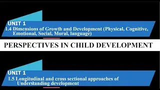 UNIT 1.4 & 1.5 PERSPECTIVES IN CHILD DEVELOPMENT