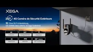 Xega 4G LTE Cam&eacute;ra Surveillance avec Carte SIM【24/7 Enregistrement】, AI D&eacute;tection Humaine Suivi