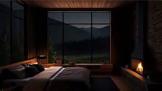 10 Hour Cabin Rain & Fireplace for Deep Sleep | Distant Thunder | No Sudden Sounds