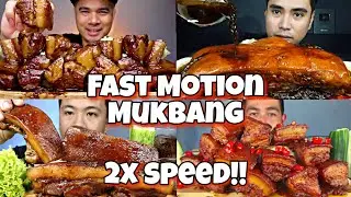 2x speed!!🔥ASMR Juiciest Braised Pork Belly Adobo Mukbang| fast motion Eating compilations #mukbang 
