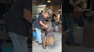 The kids are watching their dad make a knife from metal in black smith factory 😃 #pidgin_forge