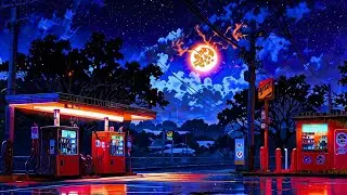 When the Moon Burns Above Japan Streets | Cozy Lofi Session