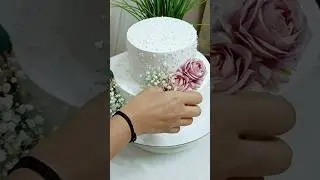 Customized two tier cake #customized #cake #freshflower #pink