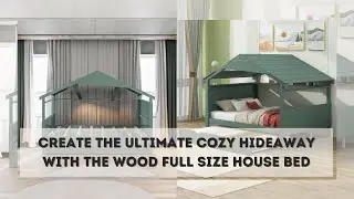 Wood Full Size House Bed with Storage and Twin Size Trundle