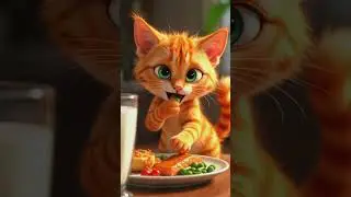 Orange Cat Making Veggies And Salmon #orangecat #catlovers #lego #legogreenlamborghini #orangetabby