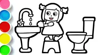 Washing Hands Picture Drawing, Painting, Coloring for Toddlers and Kids || Baby Washing Hands draw.