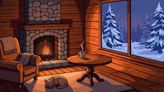 Cat Sleeping by the Fireplace