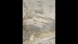 Large engraved silver plated twin handled serving tray