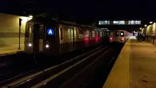 IND Rockaway Line: R68A (A) Train Entering & Leaving @ Broad Channel