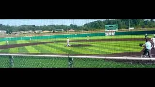 Backhand in the hole at shortstop.  Batter out at first.  Noah Heath 2025 MIF.