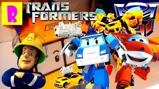 Трансформеры Пожарный Сэм Супер Крылья Робокар Поли игрушки из мультфильма HappyRoma Transformers
