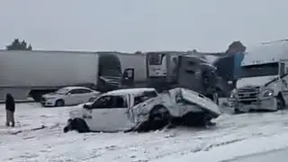 Massive pileup i40 cuervo NM due to blizzard | Amarillo snow storm