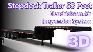 🚚 53' STEPDECK TRAILER 3D MODEL - REALISTIC DETAIL & Hendrickson INTRAAX&reg; Suspension | BLENDER ✨