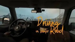 Driving on Winter Road and listen to Music