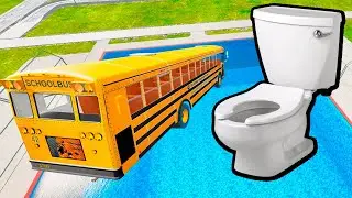School Bus Down In Swimming Pools &ndash; BeamNG Drive Epic BMG Bus Crash Scene