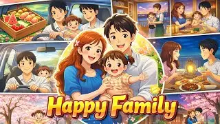 HAPPY FAMILY 🫰🏻💗 ( Ghibli style cartoon) #viral #stressrelief #trending #story 