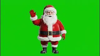 Santa Claus Waving Green Screen | 3D Animation Video Christmas