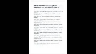 Master Resilience Training Exam Questions and Answers Graded A