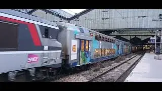 ARRIVEE ET DEPART SIMULTANES DE RAMES REGIONALES KORMANDES AVEC BB15000 A PARIS ST LAZARE